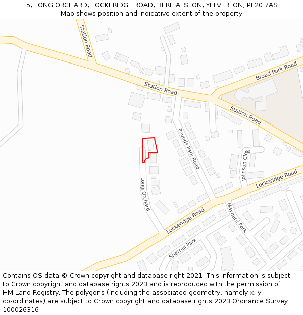 5, LONG ORCHARD, LOCKERIDGE ROAD, BERE ALSTON, YELVERTON, PL20 7AS: Location map and indicative extent of plot
