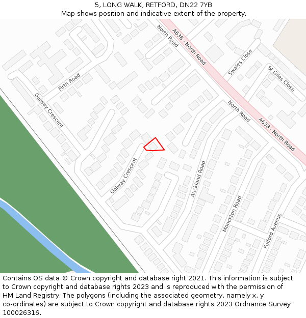 5, LONG WALK, RETFORD, DN22 7YB: Location map and indicative extent of plot