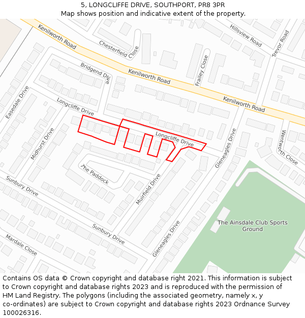 5, LONGCLIFFE DRIVE, SOUTHPORT, PR8 3PR: Location map and indicative extent of plot