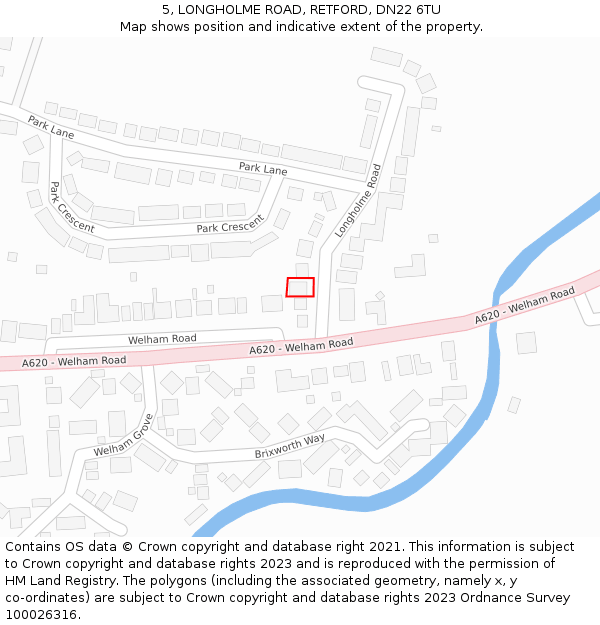 5, LONGHOLME ROAD, RETFORD, DN22 6TU: Location map and indicative extent of plot