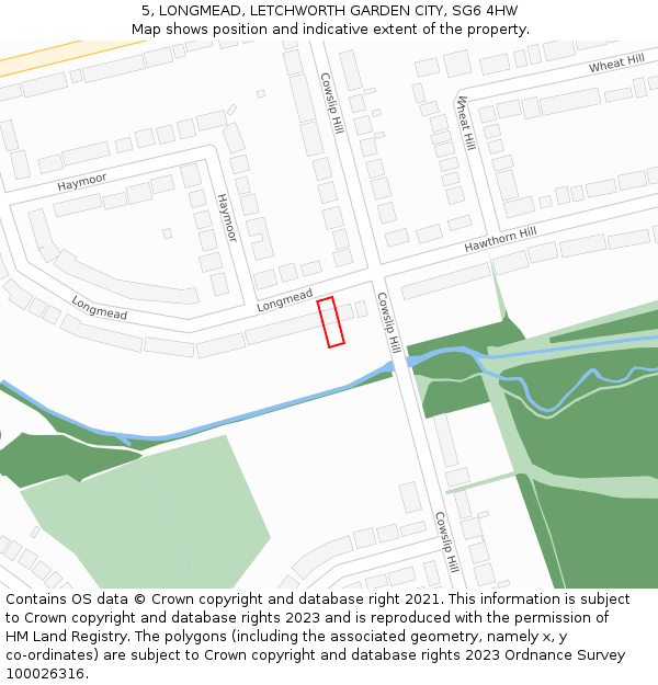 5, LONGMEAD, LETCHWORTH GARDEN CITY, SG6 4HW: Location map and indicative extent of plot