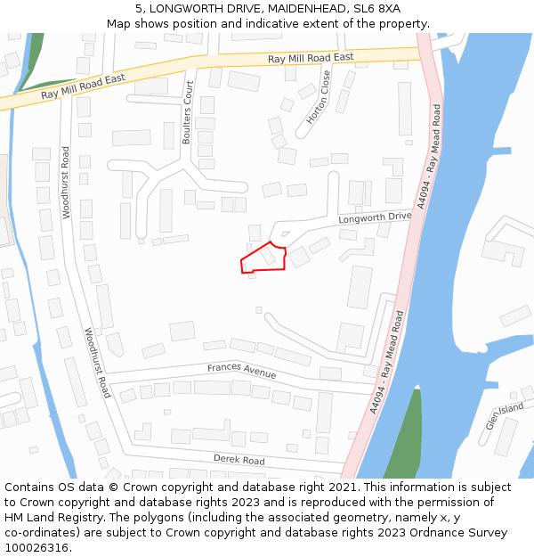 5, LONGWORTH DRIVE, MAIDENHEAD, SL6 8XA: Location map and indicative extent of plot