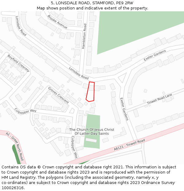 5, LONSDALE ROAD, STAMFORD, PE9 2RW: Location map and indicative extent of plot