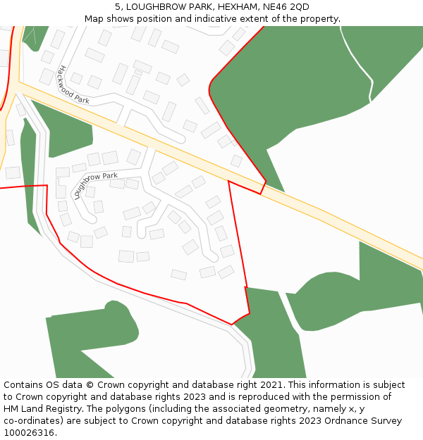 5, LOUGHBROW PARK, HEXHAM, NE46 2QD: Location map and indicative extent of plot