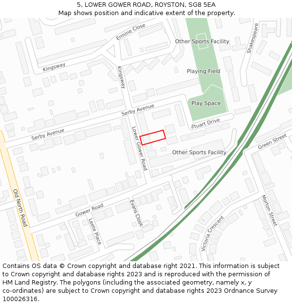 5, LOWER GOWER ROAD, ROYSTON, SG8 5EA: Location map and indicative extent of plot