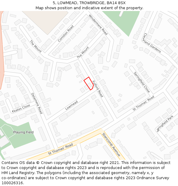 5, LOWMEAD, TROWBRIDGE, BA14 8SX: Location map and indicative extent of plot