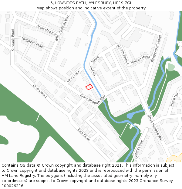 5, LOWNDES PATH, AYLESBURY, HP19 7GL: Location map and indicative extent of plot