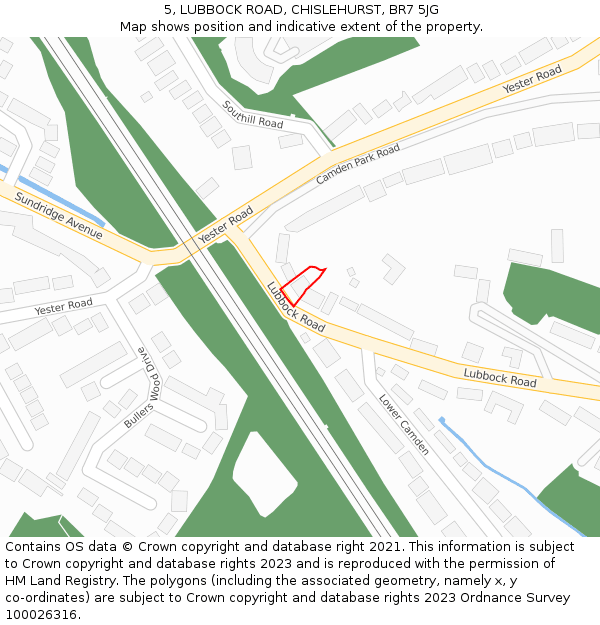 5, LUBBOCK ROAD, CHISLEHURST, BR7 5JG: Location map and indicative extent of plot
