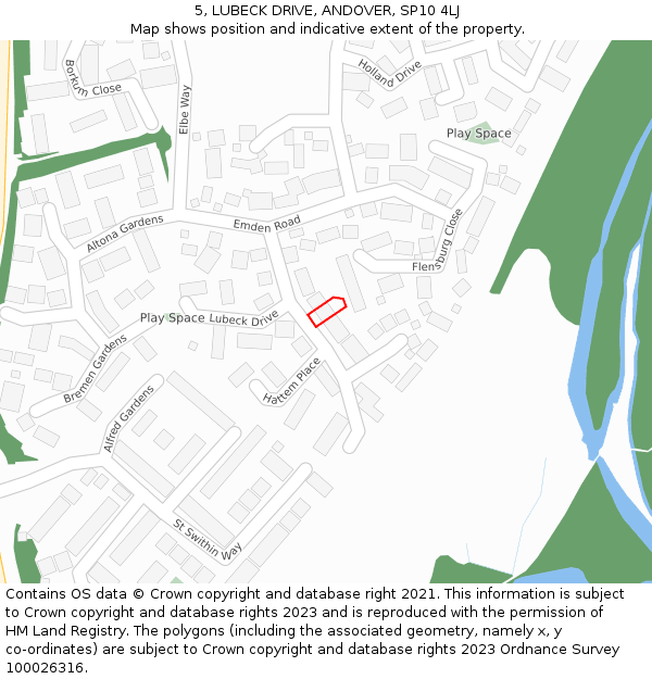 5, LUBECK DRIVE, ANDOVER, SP10 4LJ: Location map and indicative extent of plot