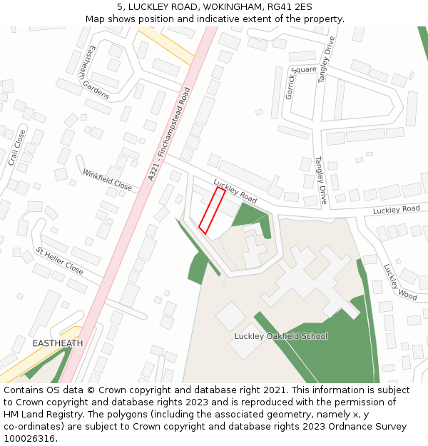 5, LUCKLEY ROAD, WOKINGHAM, RG41 2ES: Location map and indicative extent of plot