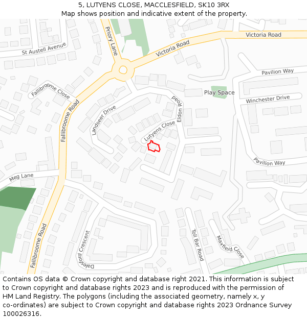 5, LUTYENS CLOSE, MACCLESFIELD, SK10 3RX: Location map and indicative extent of plot