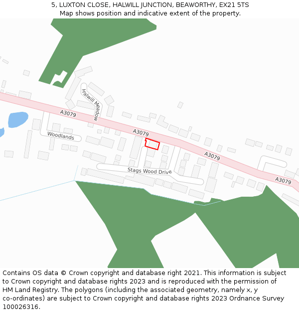 5, LUXTON CLOSE, HALWILL JUNCTION, BEAWORTHY, EX21 5TS: Location map and indicative extent of plot