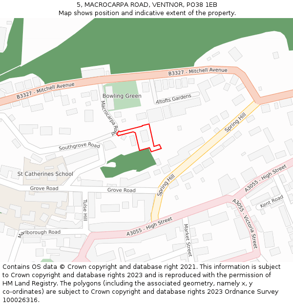 5, MACROCARPA ROAD, VENTNOR, PO38 1EB: Location map and indicative extent of plot