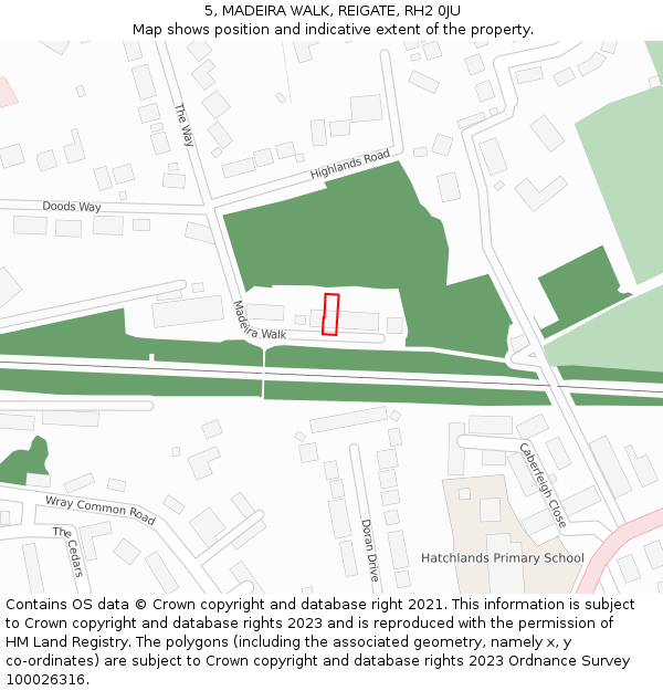5, MADEIRA WALK, REIGATE, RH2 0JU: Location map and indicative extent of plot