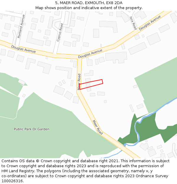 5, MAER ROAD, EXMOUTH, EX8 2DA: Location map and indicative extent of plot