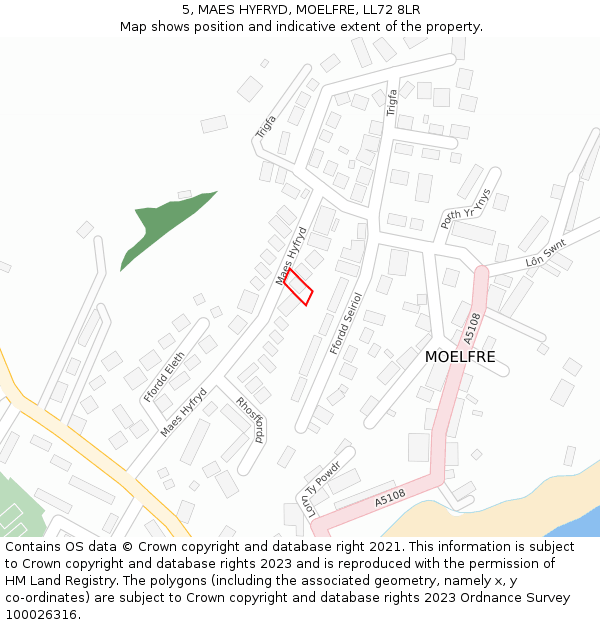 5, MAES HYFRYD, MOELFRE, LL72 8LR: Location map and indicative extent of plot