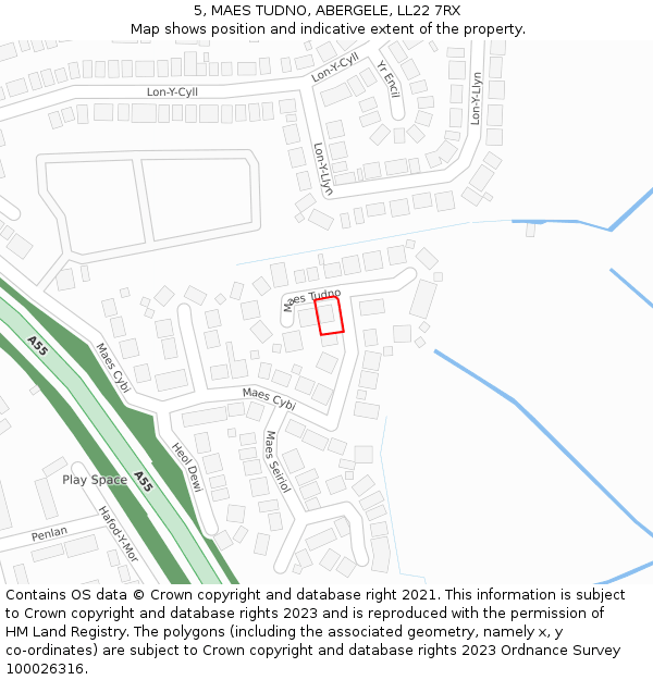 5, MAES TUDNO, ABERGELE, LL22 7RX: Location map and indicative extent of plot