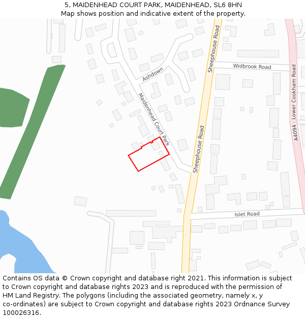 5, MAIDENHEAD COURT PARK, MAIDENHEAD, SL6 8HN: Location map and indicative extent of plot