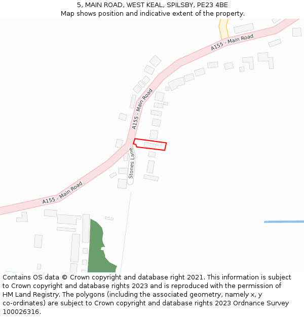 5, MAIN ROAD, WEST KEAL, SPILSBY, PE23 4BE: Location map and indicative extent of plot