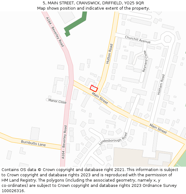 5, MAIN STREET, CRANSWICK, DRIFFIELD, YO25 9QR: Location map and indicative extent of plot