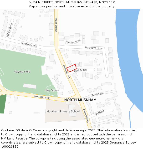 5, MAIN STREET, NORTH MUSKHAM, NEWARK, NG23 6EZ: Location map and indicative extent of plot