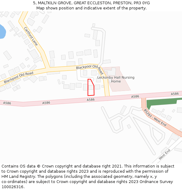 5, MALTKILN GROVE, GREAT ECCLESTON, PRESTON, PR3 0YG: Location map and indicative extent of plot