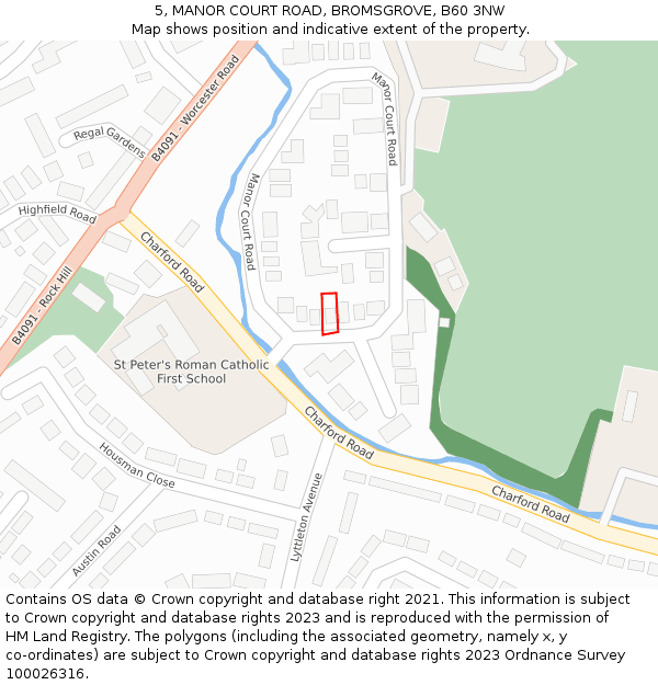 5, MANOR COURT ROAD, BROMSGROVE, B60 3NW: Location map and indicative extent of plot