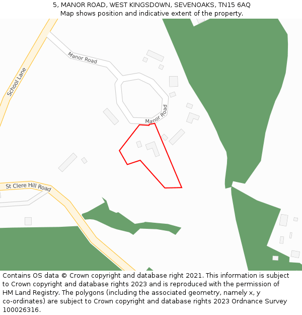 5, MANOR ROAD, WEST KINGSDOWN, SEVENOAKS, TN15 6AQ: Location map and indicative extent of plot