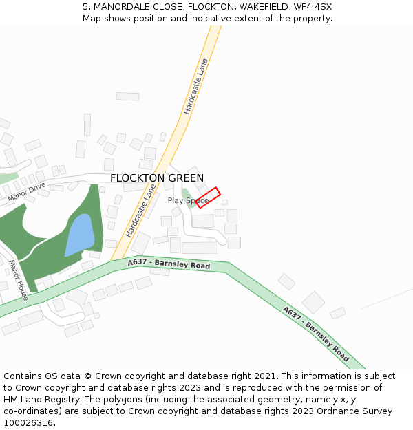 5, MANORDALE CLOSE, FLOCKTON, WAKEFIELD, WF4 4SX: Location map and indicative extent of plot