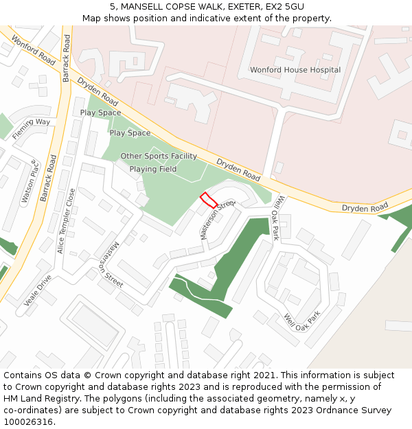 5, MANSELL COPSE WALK, EXETER, EX2 5GU: Location map and indicative extent of plot