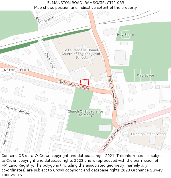 5, MANSTON ROAD, RAMSGATE, CT11 0RB: Location map and indicative extent of plot