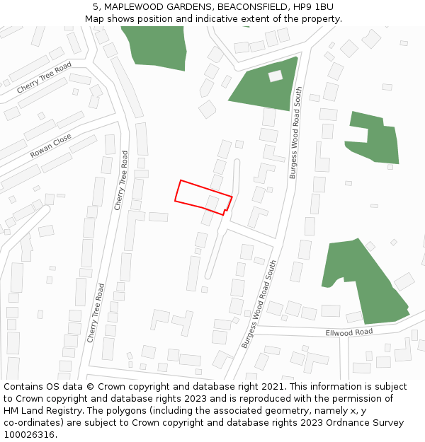 5, MAPLEWOOD GARDENS, BEACONSFIELD, HP9 1BU: Location map and indicative extent of plot