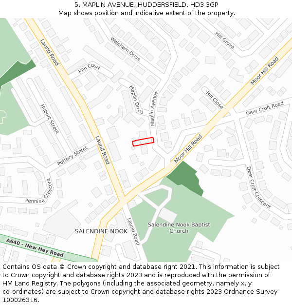 5, MAPLIN AVENUE, HUDDERSFIELD, HD3 3GP: Location map and indicative extent of plot