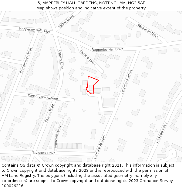 5, MAPPERLEY HALL GARDENS, NOTTINGHAM, NG3 5AF: Location map and indicative extent of plot