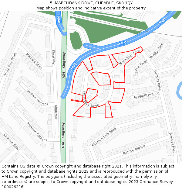 5, MARCHBANK DRIVE, CHEADLE, SK8 1QY: Location map and indicative extent of plot