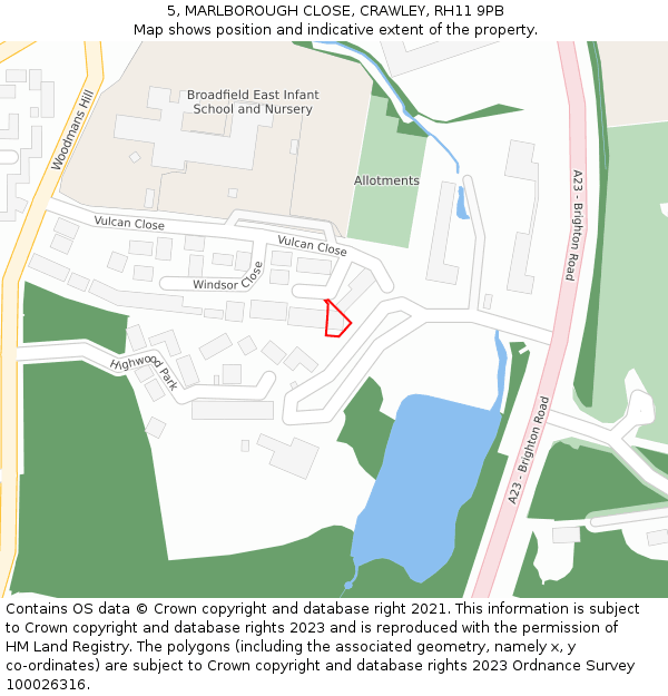 5, MARLBOROUGH CLOSE, CRAWLEY, RH11 9PB: Location map and indicative extent of plot