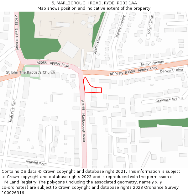 5, MARLBOROUGH ROAD, RYDE, PO33 1AA: Location map and indicative extent of plot