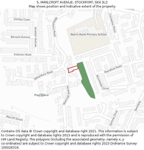 5, MARLCROFT AVENUE, STOCKPORT, SK4 3LZ: Location map and indicative extent of plot