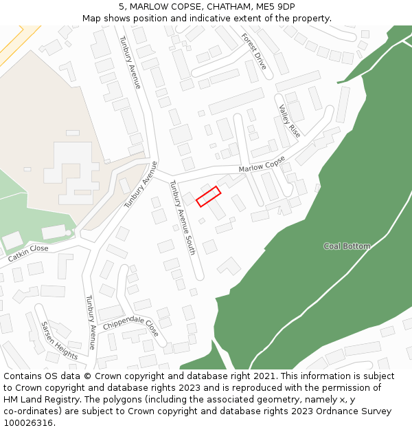 5, MARLOW COPSE, CHATHAM, ME5 9DP: Location map and indicative extent of plot