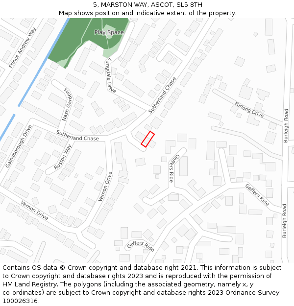 5, MARSTON WAY, ASCOT, SL5 8TH: Location map and indicative extent of plot