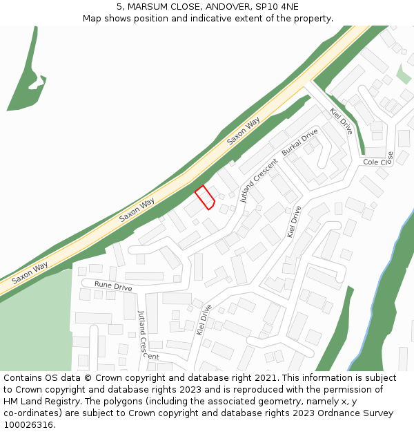 5, MARSUM CLOSE, ANDOVER, SP10 4NE: Location map and indicative extent of plot
