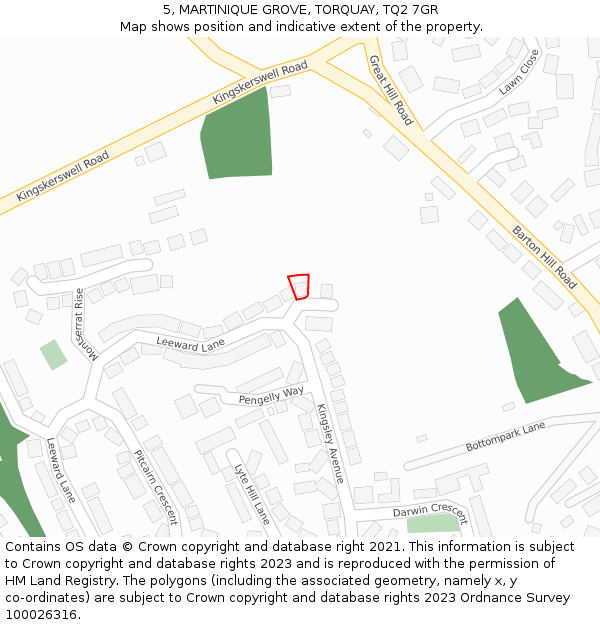 5, MARTINIQUE GROVE, TORQUAY, TQ2 7GR: Location map and indicative extent of plot