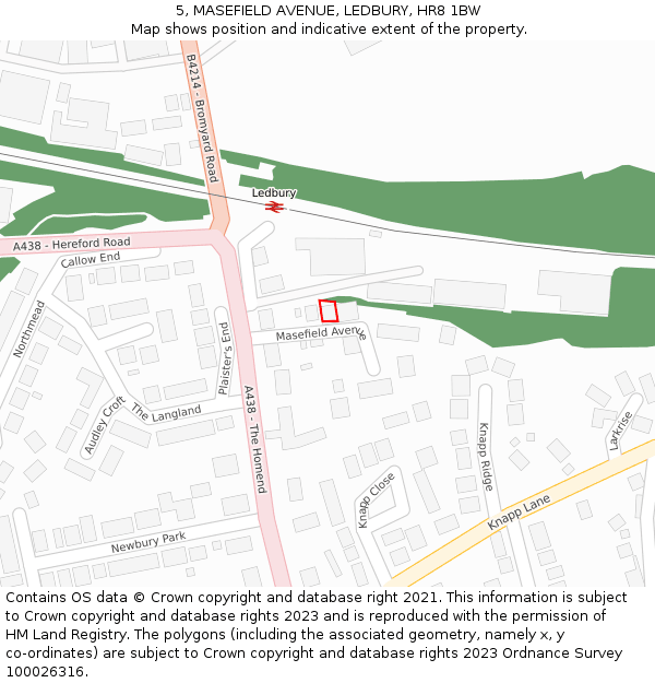 5, MASEFIELD AVENUE, LEDBURY, HR8 1BW: Location map and indicative extent of plot