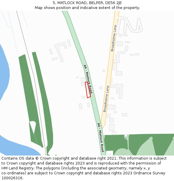 5, MATLOCK ROAD, BELPER, DE56 2JE: Location map and indicative extent of plot