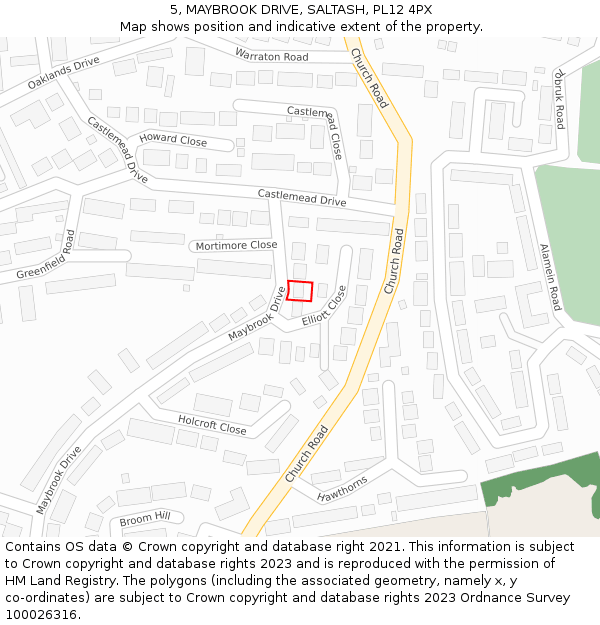 5, MAYBROOK DRIVE, SALTASH, PL12 4PX: Location map and indicative extent of plot