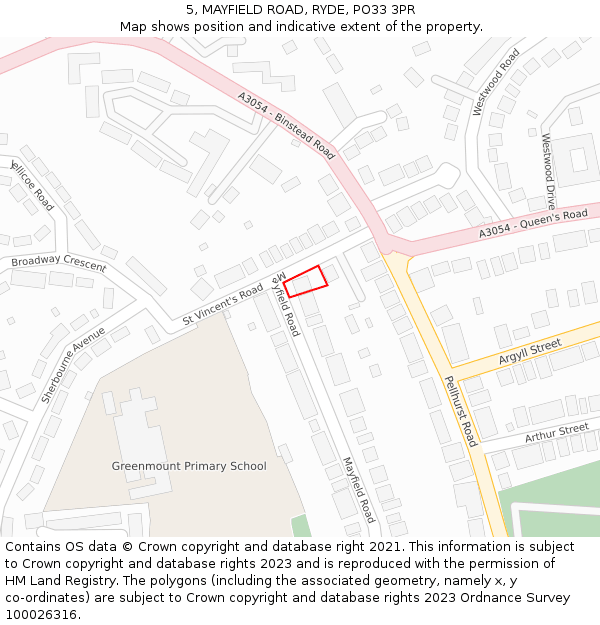 5, MAYFIELD ROAD, RYDE, PO33 3PR: Location map and indicative extent of plot