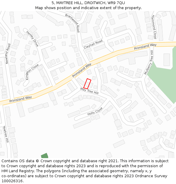 5, MAYTREE HILL, DROITWICH, WR9 7QU: Location map and indicative extent of plot