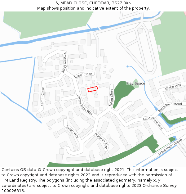 5, MEAD CLOSE, CHEDDAR, BS27 3XN: Location map and indicative extent of plot