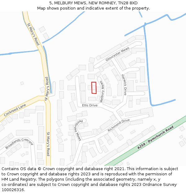 5, MELBURY MEWS, NEW ROMNEY, TN28 8XD: Location map and indicative extent of plot