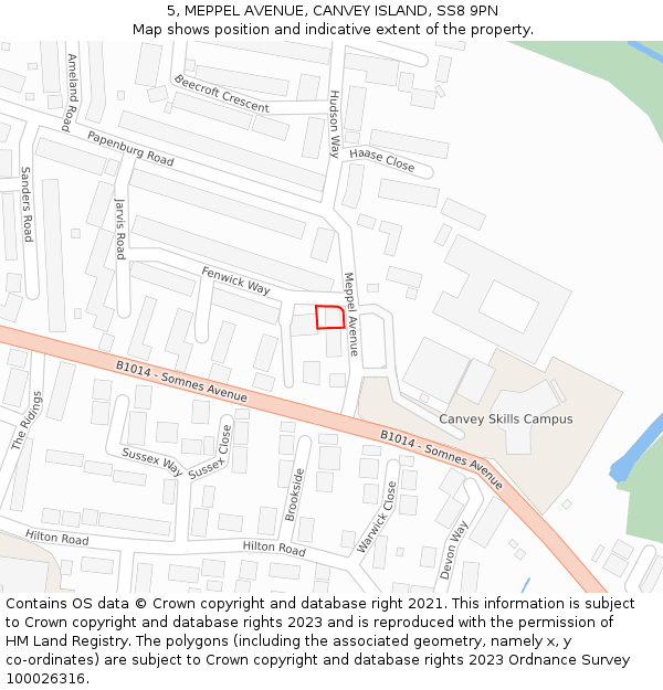 5, MEPPEL AVENUE, CANVEY ISLAND, SS8 9PN: Location map and indicative extent of plot